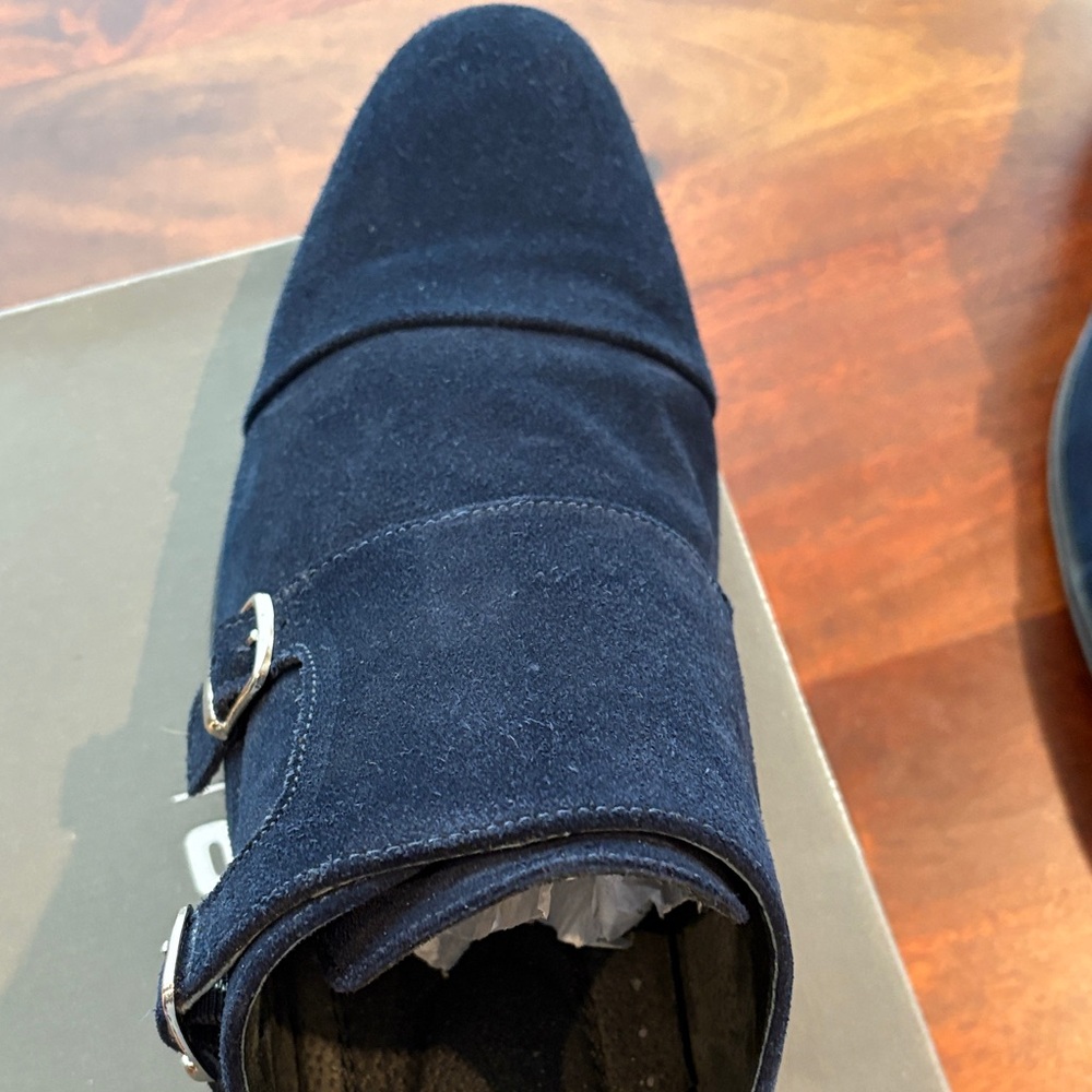 Stacy Adams Men's Navy Suede Oxfords - Picture 7 of 8